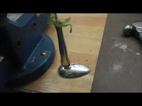 Making a vase out of silver spoon and knife Making a vase out of silver spoon and knife