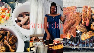 BRAAI DAY || WEEKEND BRAAI || BBQ / SHISANYAMA || BRAAI WITH ME | South African youtuber