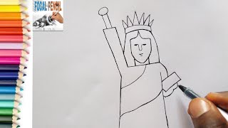 How to draw the statue of Liberty, step by step Drawing.