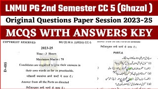 LNMU PG 2nd Semester CC 5 (Ghazal ) Original Questions Paper Session 2023-25 | Answer Key | #lnmu