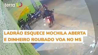 Ladrão esquece mochila aberta e dinheiro voa durante fuga no MS