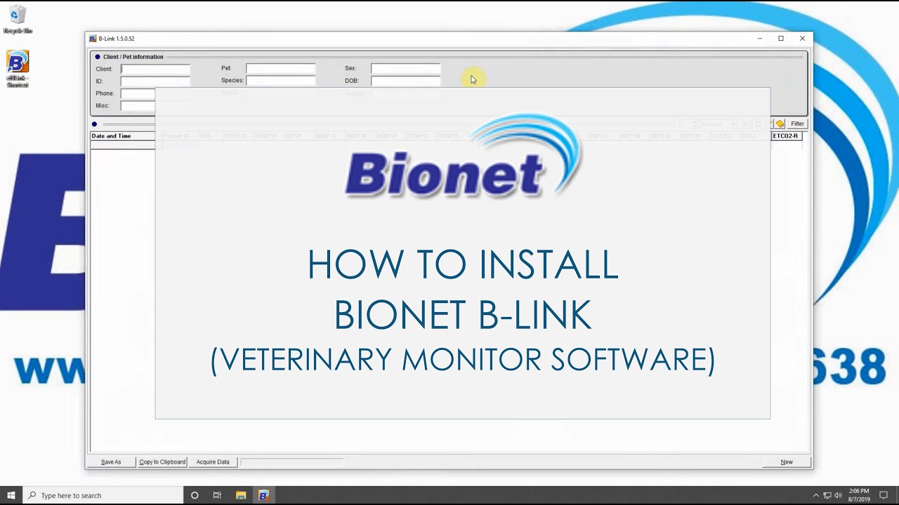 How To Install Bionet B-Link (Veterinary Monitor Software) - YouTube