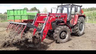 Zetor 8011 4x4 - dokładanie przedniego napędu. Test przy załadunku obornika. Zetor 8045 z turem.