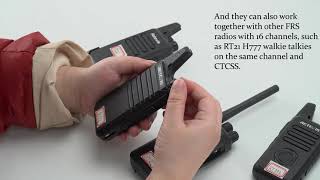 How do Retevis RT22 walkie talkies and other 16 channel FRS walkie talkies talk to each other?