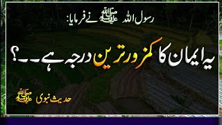 Imaan Ka Kamzoor Taren Darja | Hadees Mubarak | Hadees ki baatein | Islamic Urdu PAKISTAN