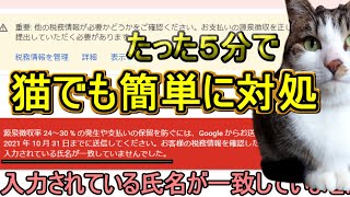 YouTube【税務情報提出】に失敗した時見る動画・・・5分で済んじゃう、【対処方法】