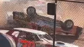 141 speedway king of the creek stock car heat race #2 stock car rollover 7/17/24