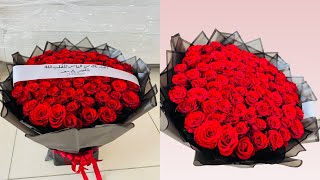 بوكيه ورد احمر كبير🌹#باقات