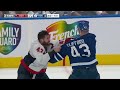 Tom Wilson of Washington Capitals Fights Kyle Clifford of the Toronto Maple Leafs. Joe Bowen Call