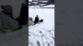 Sledding on a snowy day was so much fun #noschool #snow #snowfall #family #fun