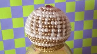 मोत्यांची स्वस्तिक असलेली औक्षण सुपारी/Decorative Supari/Pearl beaded betel nut/Anuja's Kaladalan