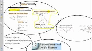 Geometry Chapter 5 Section 2 Perpendicular and Angle Bisectors