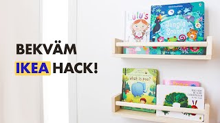 How to hang IKEA BEKVÄM shelf hack as kids books display