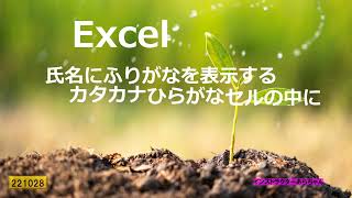 Excel   氏名にふりがなを表示　カタカナ・ひらがな・セルの中に