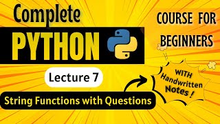 String Functions in Python | Python Full course for Beginners | Lecture 7
