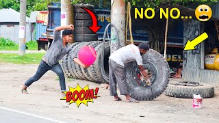 Tyre Blast Prank with Popping Balloons | Crazy REACTION with Popping Balloon Prank (Part 10)