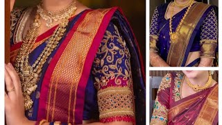 Bridal blouse designs aari work/ blouse Sleeves design /#aariwork #paithanisareeblousebackneckdesign