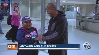 Dancing Antwain and Pistons usher return back to Michigan after Kimmel appearance