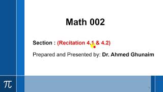 Recitation 4.1 \u0026 4.2 - Math002 (KFUPM)