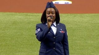 NYY@TB: SSGT. Warren sings the national anthem