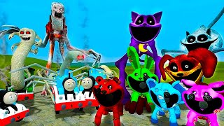POPPY PLAY TIME 3 vs CURSED THOMAS TRAIN ! DOGDAY CATNAP SMILLING CRITTERS