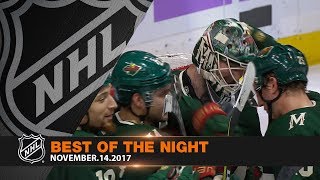 Dubnyk's third consecutive shutout highlights action-packed night