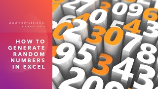 How to generate random numbers in excel for Data Analysis, Simulation or for your next project