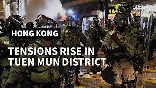Tensions rise at protest in Hong Kong's Tuen Mun district | AFP