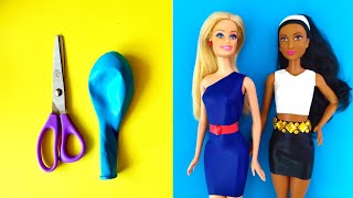 Barbie Dresses with Balloons | DIY 👗 Easy No Sew Clothes | Barbie doll hacks and crafts