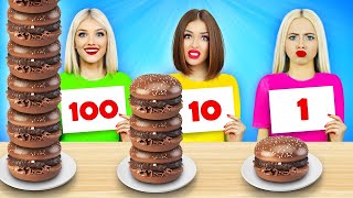 Desafio: 100 Camadas de Chocolate | 24 Horas de Doces! Chocolate VS Comida de Verdade por RATATA