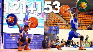 Nestor Colonia (56kg) 121kg 153kg Clean \u0026 Jerk 2015 Asian Weightlifting Championships