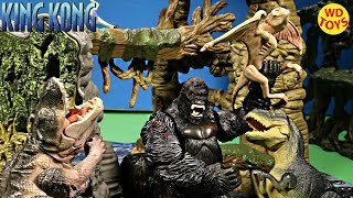 New King Kong Vs Godzilla, V-Rex, \u0026 Foetodon On Skull Island Playset Playmates Toys Unboxing