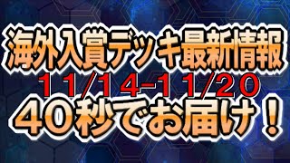 【40秒でお届け】海外環境の入賞デッキ最新情報（2021年11月14日～11月20日）【#遊戯王】“Summary of Winning Deck  in TCG” #Shorts