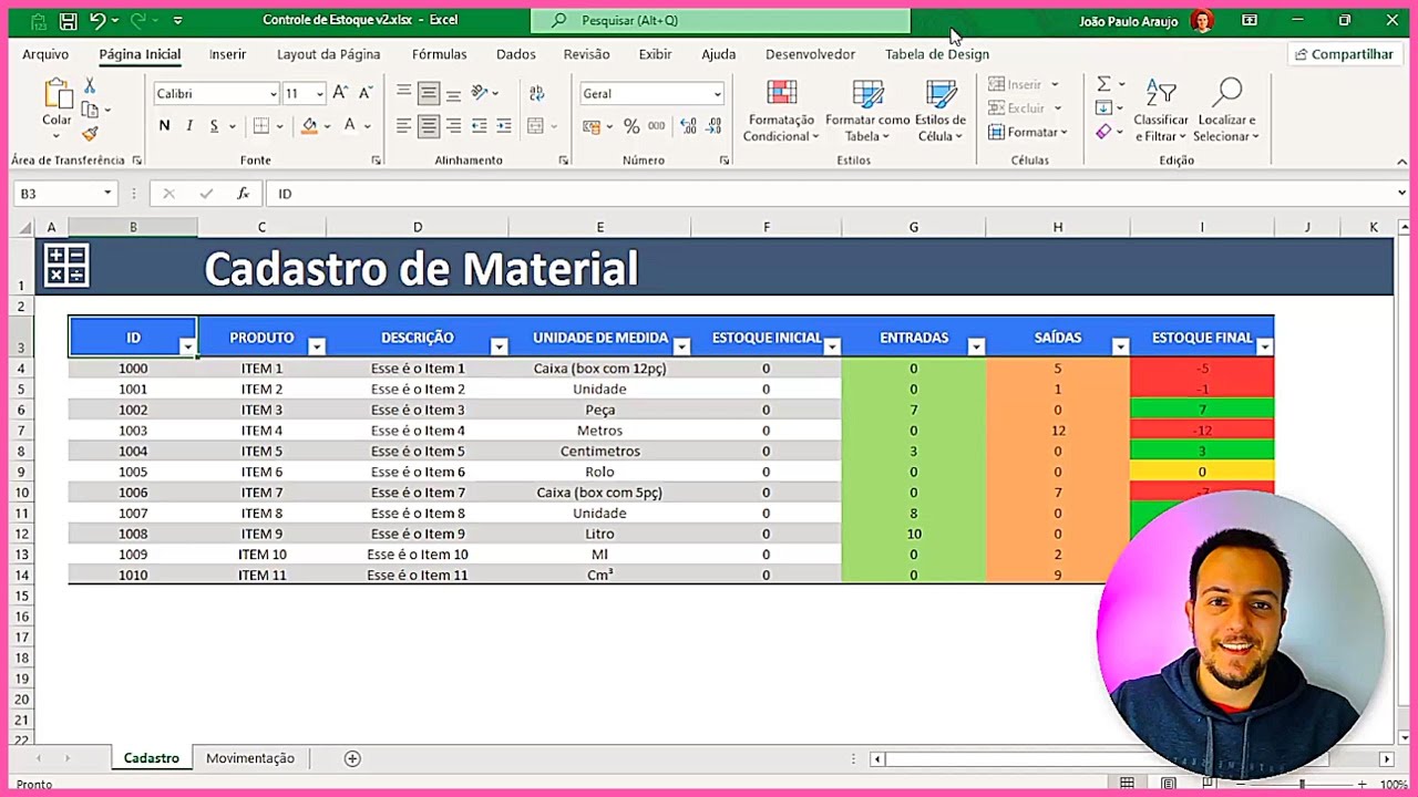 Planilha De Controle De ESTOQUE No Excel | Download Grátis | Controle ...