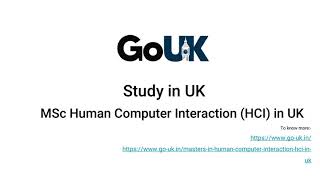 MSc Human Computer Interaction (HCI) in UK