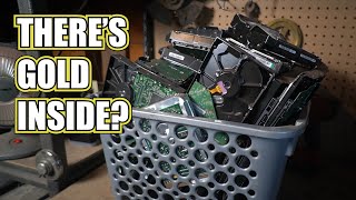 Scrapping a Heap of Hard Drives for Aluminum and Gold! - How Much Are They Worth?