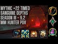 M+22 Sanguine Depths Timed | 18.4K DPS | Necrolord MM Hunter POV | World of Warcraft 9.2