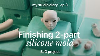 Two piece silicone mold for BJD Doll resin cast • Second part • Relaxing process video