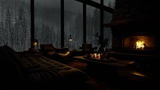 Gentle Rain Sounds and Relaxing Fireplace on Rainy Night Ambience helps to Relaxation and Sleep Well