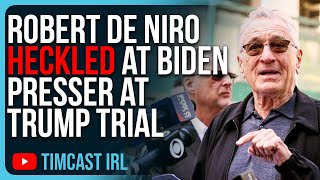 Robert De Niro HECKLED At Biden Presser At Trump Trial, RUNS From Trump Supporters