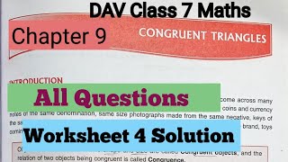 Congruent Triangles DAV Class 7 Maths Chapter 9 Worksheet 4 Solution/ADARSH 999