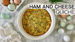 CRUSTLESS HAM AND CHEESE QUICHE