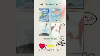 4 Watercolor Valentine Cards That Are SHORT #shorts #youtubeshorts #valentinesday