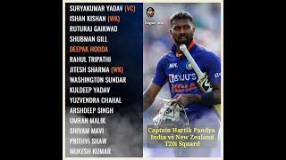 India vs New Zealand series 2023 Full Squard for T20 international🔥 #indianplayer #newzealand #india