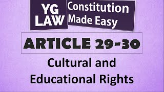 Article 29-30 - Cultural and Educational Rights - Constitution of India