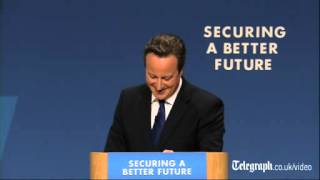 David Cameron does an impression of William Hague at Tory conference