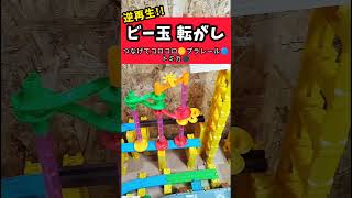 【逆再生】ビー玉転がし｜Marble Run Reverse｜つなげてコロコロ｜プラレール｜トミカで作ったコース #shorts