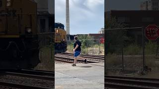 Idiot Refuses To Wait For Train!  Man Versus Train!  Will He Keep Winning?  JawTooth #Shorts