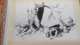 How to draw landscape | pen  sketch|怎么用钢笔画风景