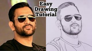 How to Draw Ms Dhoni Face Pencil Sketch // Ms Dhoni Drawing // Step by step for beginners -ArtisanBD